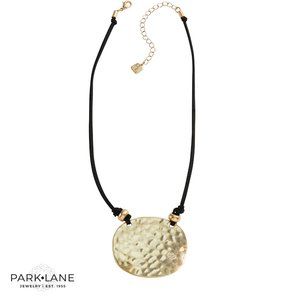 Park Lane Bodie Necklace, Hammered Gold Disc with Crystal Heart